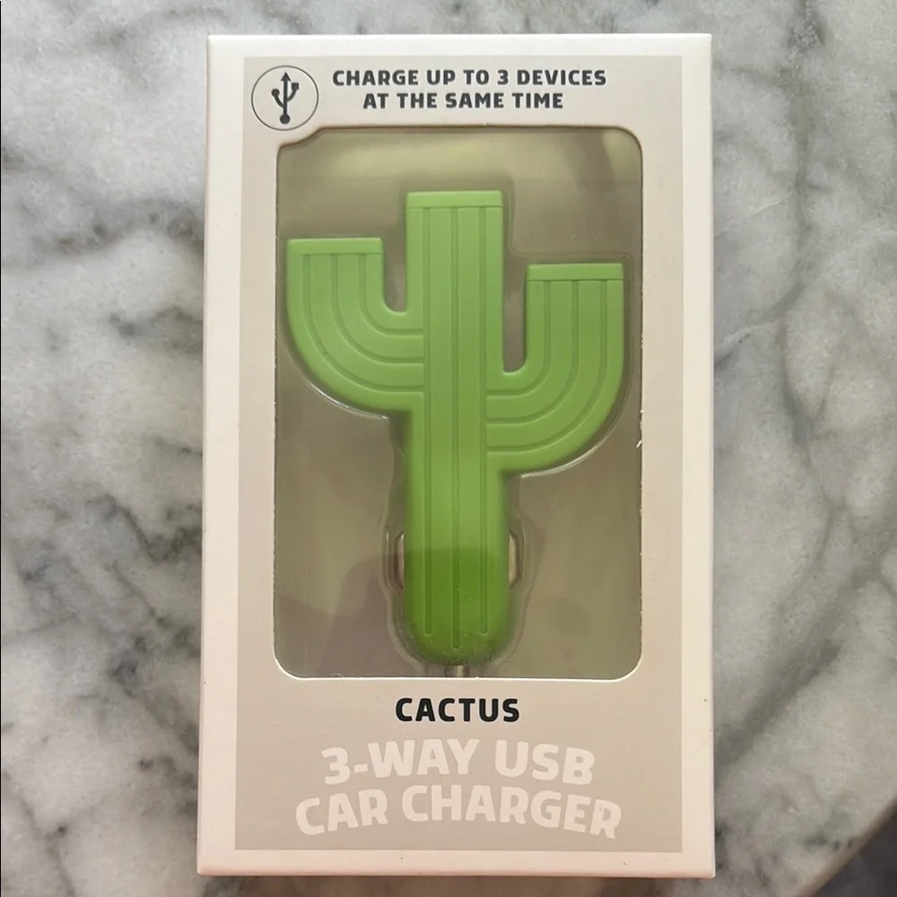 Cactus Green USB Car Charger 3-way Port - Picture 1 of 2